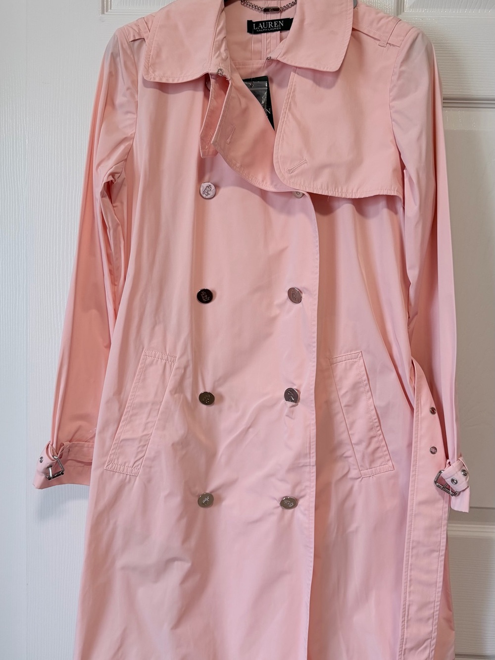 Lauren Ralph Lauren Blush Pink Double-Breasted Trench Coat